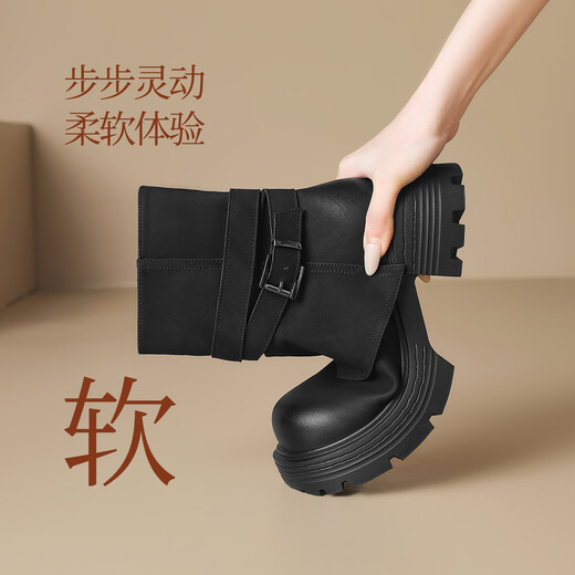 ZHR thick-soled short boots for women 2025 new winter retro pile boots Northeast plus velvet thickened Martin boots foreign style small short boots