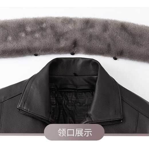 Woodpecker (TUCANO) down leather jacket men's thickened and warm autumn and winter leather jacket dad winter coat middle-aged men's leather jacket top black removable liner + fur collar XL /180 recommended 125-140Jin Jin equals 0.5 kg