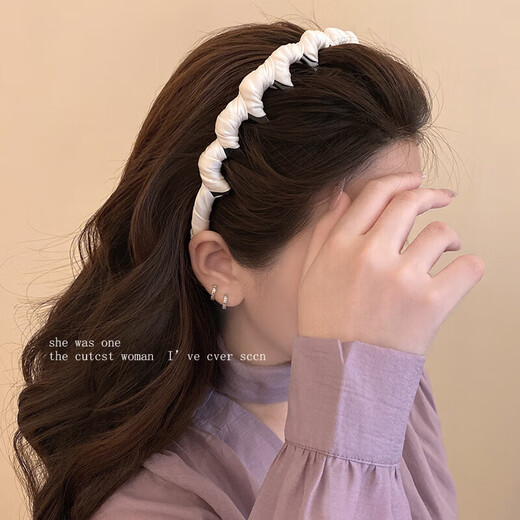Other brands of retro satin toothed hairbands for women, high-end headbands for face washing, daily wear, black, 1 pack