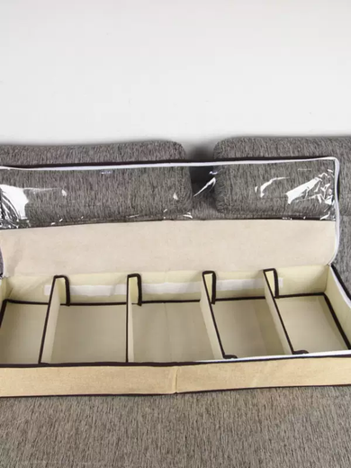 Yusenyi Japanese shoe box Oxford cloth transparent hard grid adjustable storage shoe box Cotton and linen under-bed boot box bed bottom organizing box Oxford cloth gray 80x25x10cm