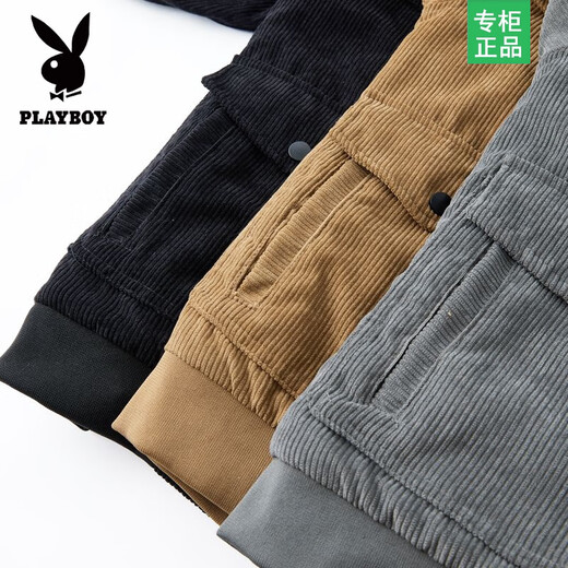 Playboy Lamb Velvet Plus Velvet Thickened 2026 Winter New Cotton Coat Men's Jacket Corduroy Big Pocket Jacket Men's Khaki XL Recommended 110-125Jin Jin is equal to 0.5 kg