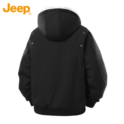 JEEP Jeep Cotton Clothes Men's Winter Thickened Warm Hooded Fur Collar Cotton Clothes Men's Jacket Black XL