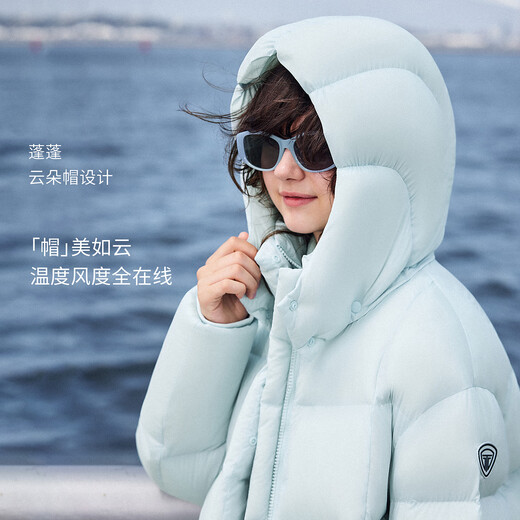 Tambor puff down jacket women's short removable hood autumn and winter warm jacket 25 years new 5530520D puff blue 165