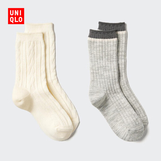 Uniqlo children's clothing boys and girls HEATTECH socks/2 pairs of warm socks 25 new style 478660 30 light beige 2-4 years old /S/M/16 20 cm (children)