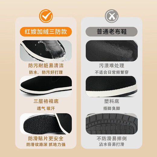 Yimeng Hongsao old Beijing cloth shoes, winter new three-proof + wool blended style, winter style, thickened and velvet, waterproof and warm 42
