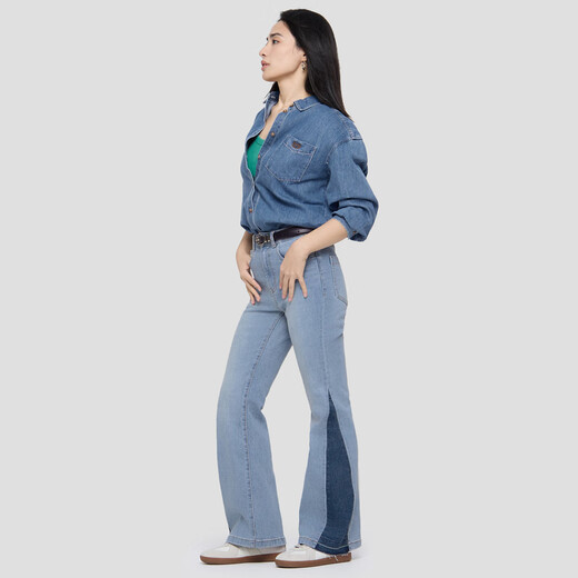 Gap Women's 2025 Autumn New Embroidered Logo Lapel Long Sleeve Denim Shirt Loose Top 793121