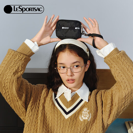 LeSportsac new expression series cute black big-eyed boy walking storage coin purse clutch bag big-eyed boy