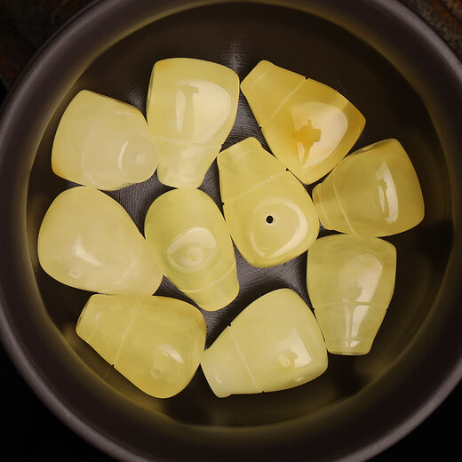 Yanyun jewelry raw mineral natural beeswax three-way single bead loose bead bracelet amber beads DIY small boutique pair of holes 11-12mm