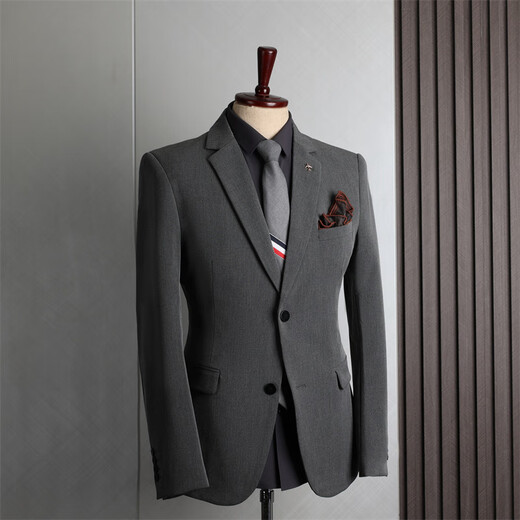 SAINT ANGELO gray suit suit men's interview formal wedding dress autumn and winter men's business casual suit men's large size medium gray 2-piece suit (suit + trousers) S 46 (85-100Jin Jin equals 0.5 kg)