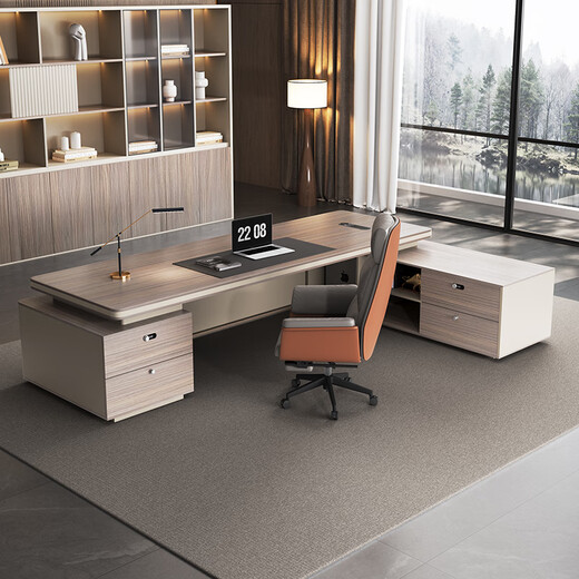 Mutini boss desk and chair combination, simple and modern president manager executive desk, light luxury and high-end office supervisor table, 2.0 meter long boss table, double cabinets