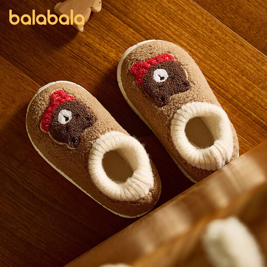 Balabala children's slippers cotton slippers boys cute girls indoor home children's bags and baby plush slippers