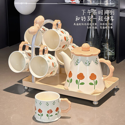 Xibaisheng housewarming gift practical high-end gift tea set home living room drinking cup wedding teapot tea cup complete set gift box tea set 8 pieces 1908