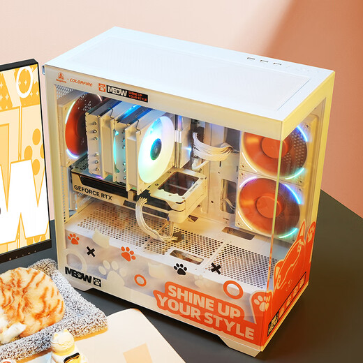 Colorful Orange Cat RTX 5060 Ti Orange Shadow Orange customized DIY assembly machine desktop computer host Intel i5-14490F Orange Cat 14600KF complete machine i5-14600KF +5060Ti Orange Cat