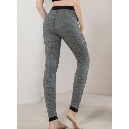 KING DEER Or Cashmere Pants Men's Pure Cashmere Thickened Warm Leggings Women's Slim Wool Pants Men's Gray Vertical Strips Thickened 3XL