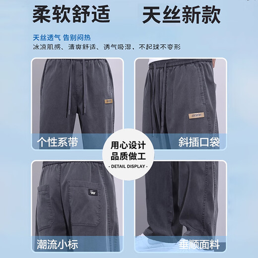 Jeanswest Casual Pants Men's 2025 Autumn New Lyocell Loose Straight Pants Men's Drape Thickened Pants 016 Modern Gray XL