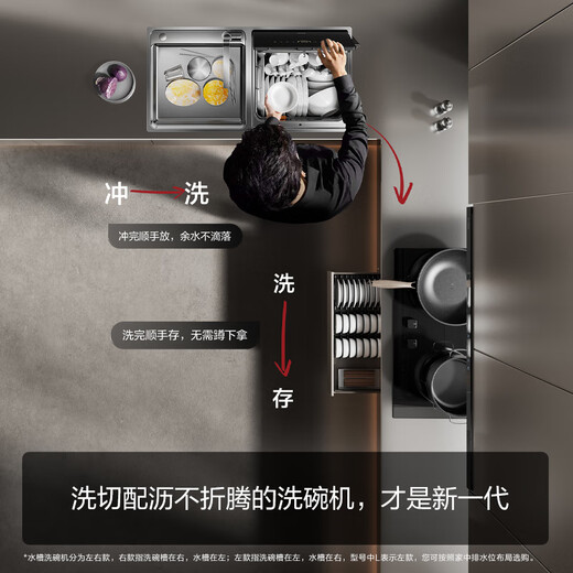 FOTILE New Generation Dishwasher Sink Dishwasher 02-M5 Flush Installation 7 Sets Capacity Intelligent Multiple Cleaning Modes High-Energy Bubble Smart Washing Dishwasher on the Right 02-M5