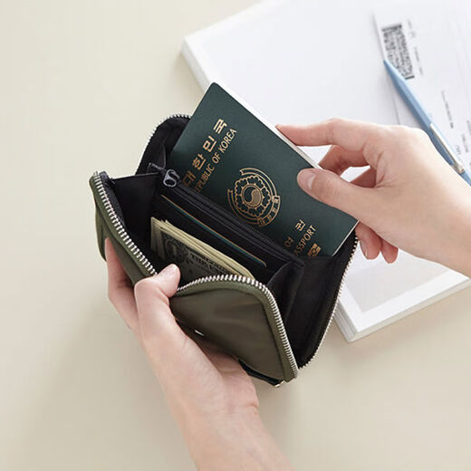 Ithinkso Koreanischer Business-Stil für Herren und Damen, Reisepasstasche, Handytasche, Geldbörse, Powerbank, Datenkabel, Aufbewahrungstasche, Khakigrün