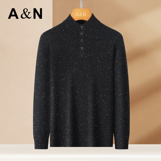 Antonio 400G heavyweight thickened retro Henry collar light luxury warm cashmere sweater for men 100% cashmere