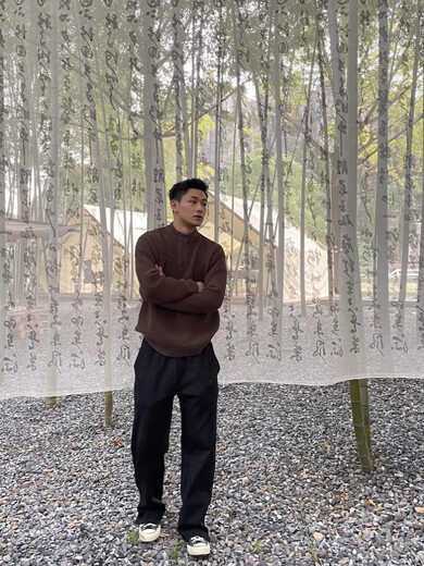 Semir Henry Neck Round Neck Old Money Style Sweater Men's Solid Color Long Sleeve Sweater American Retro Casual Premium Sweater Fashion Black G60 M