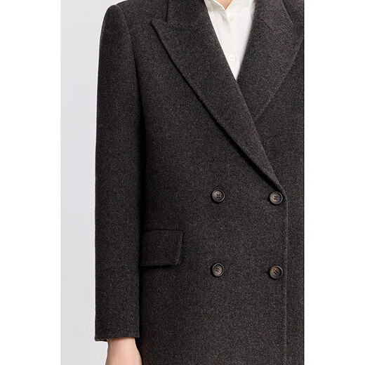 LILY2025 new winter style wool, mulberry and silk blended old money style silhouette temperament commuting woolen suit jacket for women 734 rock brown M