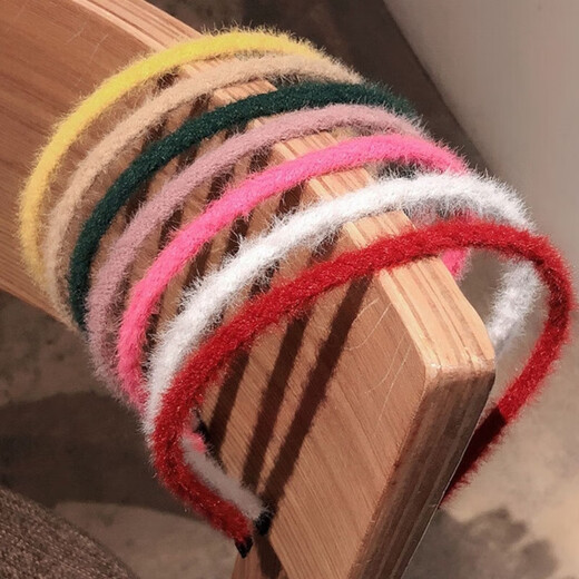 2025 Spring Candy Color Fur Hair Hoop Face Wash Makeup Outer Hair Card Thin Hair Hoop Women's Plush Korean Pink