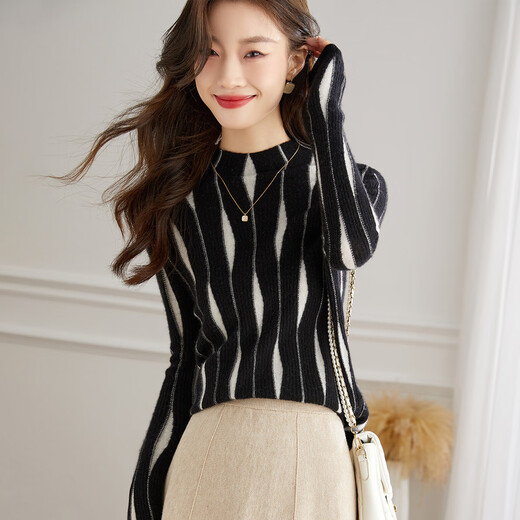 Shexi (Srcr) 100% cashmere half turtleneck cashmere sweater women's short soft waxy bottoming sweater spring and autumn knitted sweater