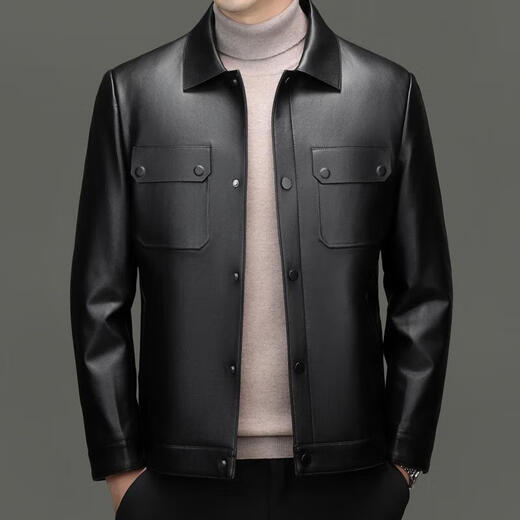 KBXNG Jinba Leather Jacket Men's Leather Jacket Men's Removable Goose Down Liner Jacket Sheepskin Short Lapel Motorcycle Trend 9989 Khaki Removable Goose Down Liner Sheepskin e M 170 Recommended 90-120 Jin Jin is equal to 0.5 kg