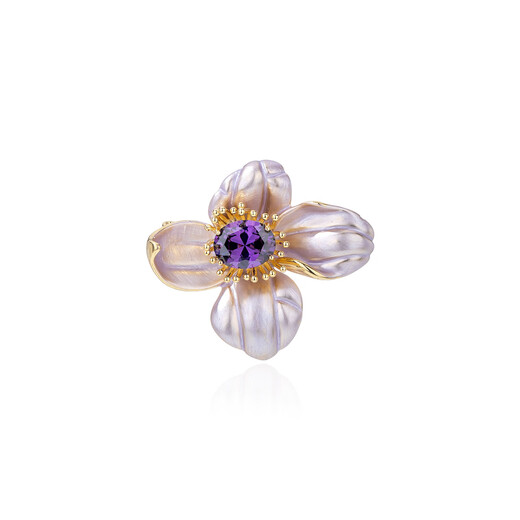 Qlady purple flower suit sweater corsage brooch high-end light luxury women's 2025 new pin accessories to fix clothes