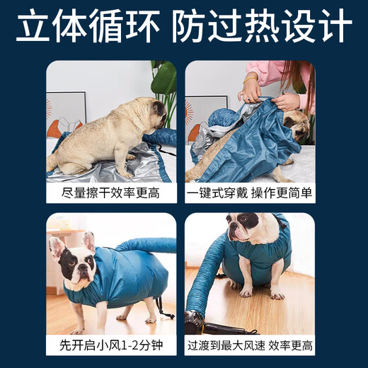 Caja de secado para mascotas, bolsa de secado para perros domésticos, baño con soplado para gatos, artefacto de secado, soplador de agua, secadora Golden Retriever, bolsa de secado para perros S adecuada para peso 5-10 Jin Jin equivale a 0,5 kg de gatos y perros