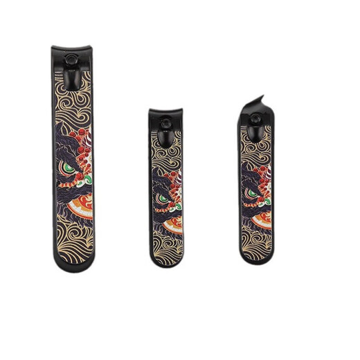 National style lion awakening nail scissors with beveled mouth and flat mouth for household manicure nail clippers manicure tools lion awakening nail clippers large size 1 piece black