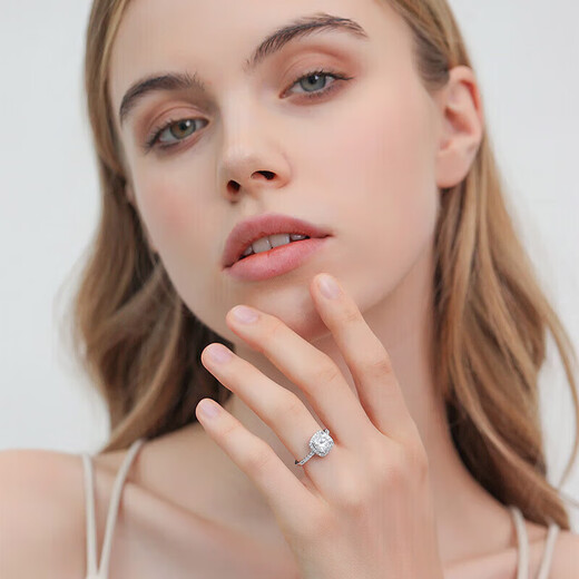 DR diamond ring for women, moissanite princess square package 1 carat ring, female proposal, wedding ring, index finger ring, Valentine's Day birthday, square package diamond ring for women, 1 carat live/closed mouth