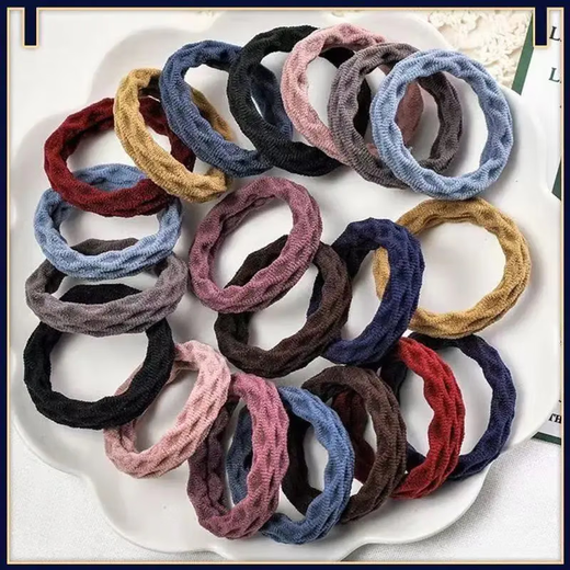 Highly elastic and durable seamless towel ring rubber band headband Korean version does not hurt hair hair rope women's simple hair tie hair accessories random pattern mixed color 10 pieces