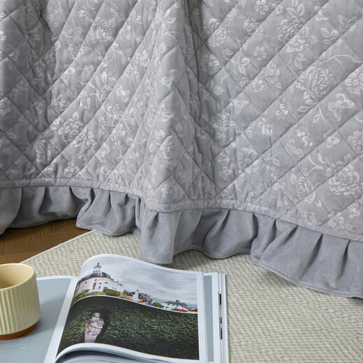 Fu丨Anna lace embossed baby velvet jacquard quilted bed cover three-piece set 2025 new bed sheets gray single bed cover 200cm*230cm