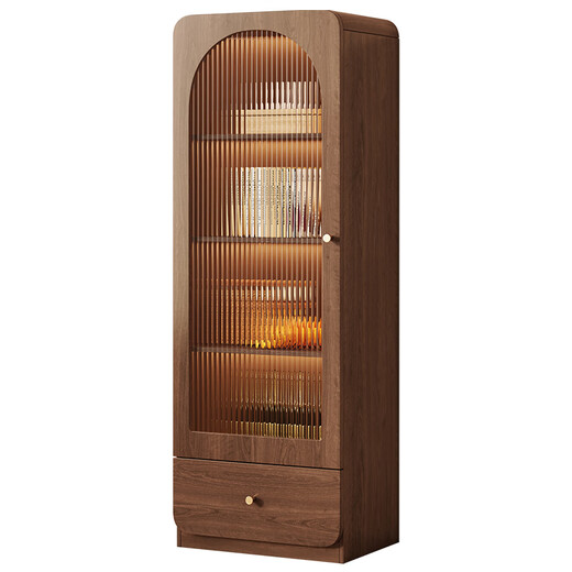 I love Sichuan Weizhong antique style glass door bookcase wine cabinet tea bar cabinet home living room standing cabinet TV side cabinet display storage locker 40*42*98 walnut color/delivered into the home