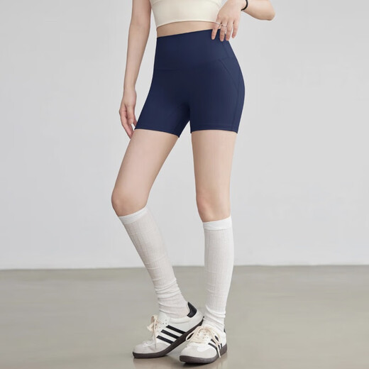 Youyou Yoga Shorts High Waist Hip Raising Running Sports Cycling Pilates Fitness Pants J24302XY1T Navy Blue L