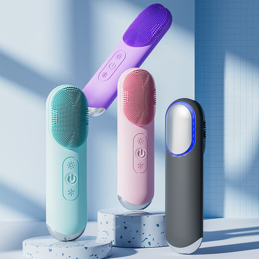 Gesichtswaschinstrument, wasserblockierende Silikon-Gesichtswaschbürste, Ultraschall-Gesichtsmassage, Schönheitsinstrument, heiße und kalte Kompresse, elektrisches Gesichtsreinigungsinstrument, Schwarz