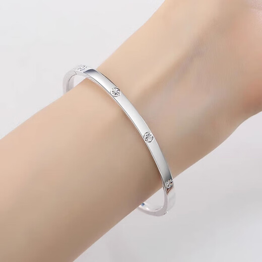 Yuanyang Jinlou PT950 rice-shaped diamond bracelet, platinum versatile bracelet, fashion jewelry, holiday birthday gift for girlfriend and wife, about 23.5g 54#