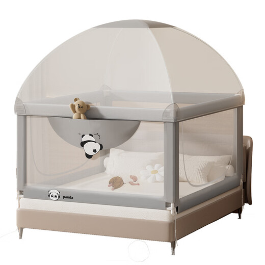Bangbangzhu brand new A9 yurt mosquito net crib fence anti-fall bedside guardrail for children to prevent baby from falling out of bed Panpanxiong + free mosquito net top + anti-collision soft bag * 4 2025 new upgrade 1.8m bed type 1.8m + 1.8m + 2.0m + 2.0