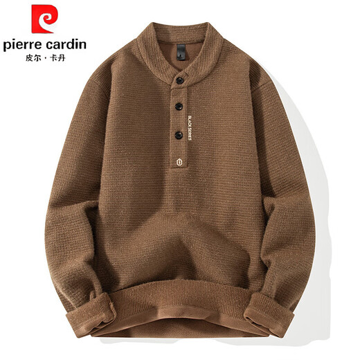 Pierre Cardin sweater men's autumn and winter velvet thickened bottoming sweater men's Henry collar warm inner sweater top Mi Xing M