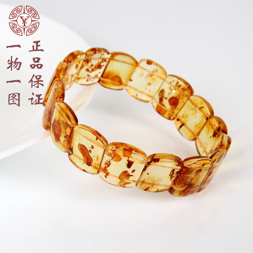 Yuzhi 1 object 1 certificate 1 shot natural amber flower amber hand row square hand brand bracelet female mother best friend gift flower amber hand row unique product G727