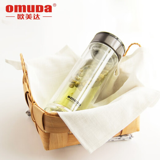 Omuda (Omuda) Omuda Double-Layer Crystal Glass Cup мужская и женская универсальная чашка для водяной чашки с двойной теплоизольтной чашкой с крышкой портативной чайной чаш