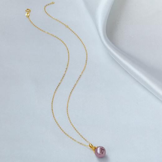 Pearl Queen Purple Freshwater Pearl Pendant S925 Silver Necklace Retro Model Nearly Perfect Round 10.5-11mm