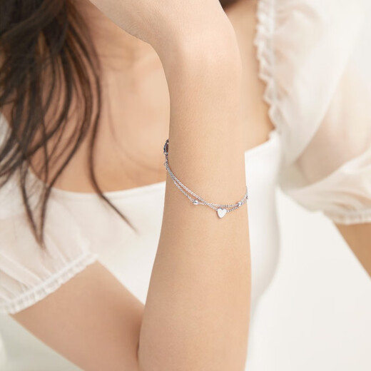 Chow Sang Sang Pt950 platinum heart-shaped double layer bracelet for women 91958B Price 19cm - 4.47g (including labor cost 400 yuan)
