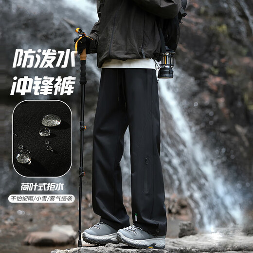 American outdoor water-repellent assault pants for men and women in autumn and winter, loose hiking pants for couples, work wear, casual long pants for men, factory direct sale, clearance, leakage K75 plus velvet black 3XL recommended weight 145-155 Jin Jin equals 0.5 kg can be worn