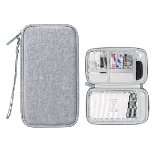 Biyoumi Data Cable Storage Bag Power Box Multi-function Charging Cable Digital Accessory Bag Hard Drive Bag Power Cable Bag Small Single Layer-Digital Storage Bag Gray