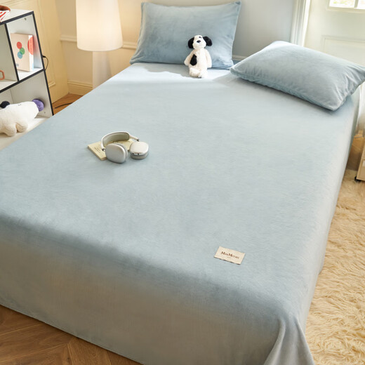 Antarctic winter thickened milk velvet sheets 1.8x2 meters sheet piece flannel quilt dormitory single plush bed cover MAX-baby blue thickened milk velvet warm and comfortable single sheet 230cm*250cm