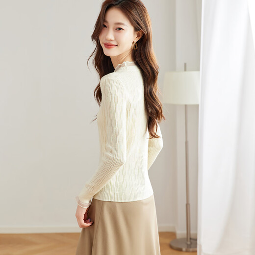 Shexi (Srcr) 39-count all-wool jacquard 100% cardigan sweater for women with base layer autumn and winter slim knitted sweater