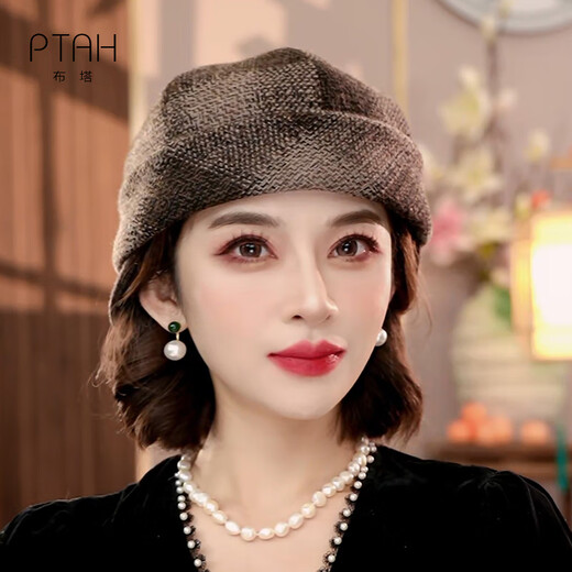 PTAH ear protection hat wool blended versatile retro wool woolen warm autumn and winter hat dual-purpose British painter hat peaked cap gold sand color