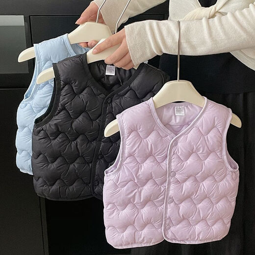 G.DUCKKIDS little yellow duck baby vest boys and girls vest baby waistcoat for small and medium-sized children autumn and winter liner children can wear inside and outside, black 90 (recommended height 70-80cm)