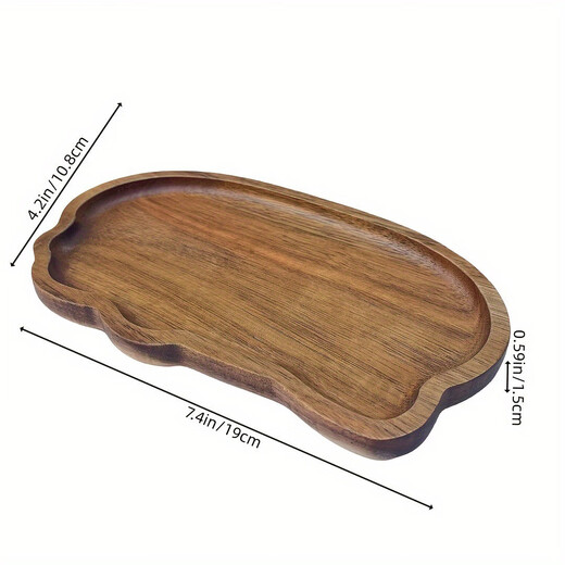 Acacia wood dinner plate wooden tray Japanese tea tray stove cooking solid wood household wooden tableware rectangular cake wooden tray log color small oval